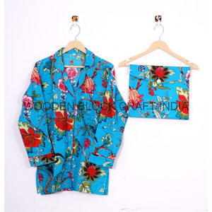 ชุดนอนผ้าฝ้ายสำหรับผู้หญิงชุดใส่นอนพิมพ์ลายดอกไม้แบบอินเดีย - Product Image 6