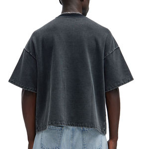 OEM Custom <b>Men's</b> Crew Neck Short Sleeve 100% Cotton <b>T</b>-<b>Shirt</b> High Quality Knitted Oversized Drop Shoulder for <b>Men</b> - Product Image 3
