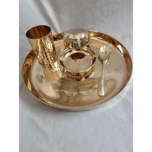 Accessoires de décoration de table de mariage de luxe, ensemble Casa en laiton plaqué or, service de nourriture en laiton, ensembles de thali de luxe, respectueux de l'environnement - Product Image 2