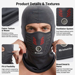 Custom Unisex Tactical Airflow Balaclava Mask Breath Panel Full Face UV Shield Windproof Stretch Hood Helmet Liner - Product Image 5