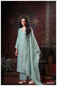 Tissu respirant Salwar Kameez imprimé en lin pour femmes élégantes et modernes pour les fêtes d'été décontractées en gros - Product Image 6