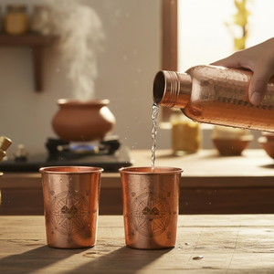 Juego de Botellas de Agua de Cobre de Alta Calidad |   Diseño Grabado con Láser |   Vajilla de Lujo con Cristalería |   Beneficios para la Salud Ayurvédicos - Product Image 2