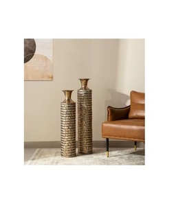 Jarrón Alto de Latón Dorado Moderno con Diseño Ecológico para Decoración de Hogar, Hotel, Bodas, Jarrón de Mesa - Product Image 1