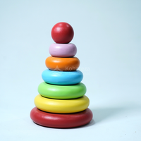 Erken öğrenme ve Motor becerileri geliştirme için Montessori ahşap halka piramit eğitici oyuncak