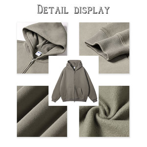 ODMOEM2024มีฮู้ดแบบรูดซิปได้สำหรับทั้งชายและหญิงผ้าคอตตอน100% 500gsm ใหม่หนาใส่สบายสามารถกำหนดโลโก้ได้เอง - Product Image 4