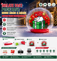 Globe à neige gonflable géant de taille humaine, cabine photo, diamètre 10 pieds, PVC transparent, tente à bulles gonflable pour la décoration des fêtes