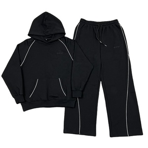 Premium Printed French Terry Eco-Friendly Baggy Tracksuit Custom Stacked Men Sweat Suit Reflective Wide Leg Sweatpants Hoodie - Product Image 2