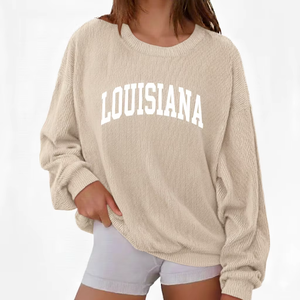 Sweat-shirt oversize à col montant pour femme, épaules tombantes, en molleton de coton, décontracté, streetwear d'hiver, éco-responsable, avec badge et paillettes - Product Image 1