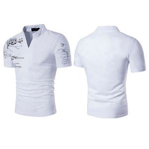 เสื้อยืดแขนสั้นผ้าไมโครไฟเบอร์สำหรับผู้ชายเสื้อคอตตอนแขนสั้นคอตั้งครึ่งแขนสำหรับผู้ชายเสื้อผ้าแนวสตรีท - Product Image 1