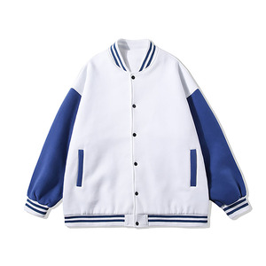 Béisbol Bomber Letterman chaqueta azul lana personalizada Chenille carta bordado parches cuero CollegeBaseballjacket para hombres - Product Image 1