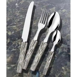 Luxury Canton Tower Round Handle Heavy Cutlery Wedding Event Flatware Dinner Knife Spoon <b>Fork</b> Set Cutlery Set Handmade - Product Image 4