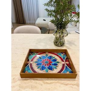 Bandeja Cuadrada Grande para Desayuno con Acabado Esmaltado de Alta Calidad, Bandejas de Madera Personalizadas al por Mayor para Uso en Hoteles y Restaurantes - Product Image 1