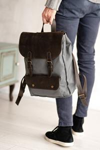 Sac à dos de luxe en cuir véritable et toile écologique, randonnée en plein air, voyage, école, travail, unisexe, durable, multi-poches - Product Image 6