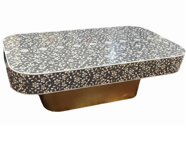 Top sale Indian Handcrafted mother of pearl inlay table best finish and mother of pearl coffee table