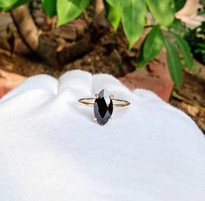 <b>Black</b> Spinal Brilliant Cut <b>Stone</b> Lovers Shape <b>Ring</b> 925 Sterling <b>Silver</b> Gold Filled Prong Setting Romantic Wedding Party Women's - Product Image 1
