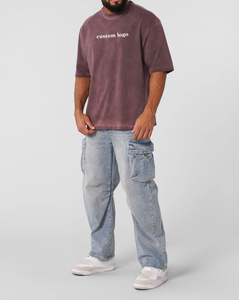 Qualité supérieure 100% coton lavage à l'acide Vintage T-shirts en gros haute qualité surdimensionné Gym décontracté DTG impression Sweat T-Shirt - Product Image 2