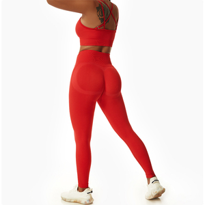 Pantalones de gimnasio de alta calidad para mujer, mallas de entrenamiento activo de cintura alta de Color sólido para Yoga, mallas de estilo dulce - Product Image 4