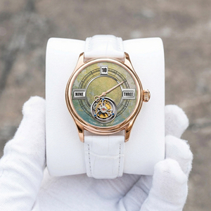 Montre mécanique tourbillon OEM ODM avec fonction heures sautantes, cadran Ice Flower, en acier inoxydable or rose, personnalisable - Product Image 2