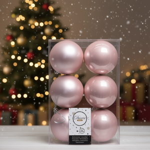 Amicasa Juego de 6 Bolas de Navidad de Plástico Rosa Pálido de 8 cm 9022114 Adornos de Bolas Decoraciones para Árboles de Navidad - Product Image 3