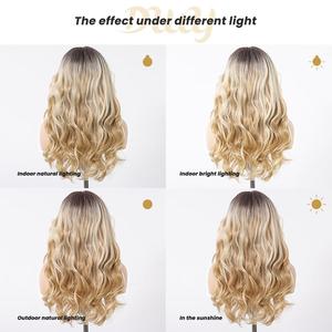 Clearance Sale on Zoe H-DWY 10 Inch Glueless Synthetic Lace Front T Part Water Wavy Blonde <b>Wig</b> Small Cap Size Transparent Lace - Product Image 4