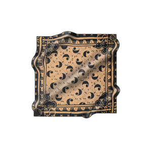 ผ้าพันคอไหมสีเบจลายสี่เหลี่ยม - Product Image 2