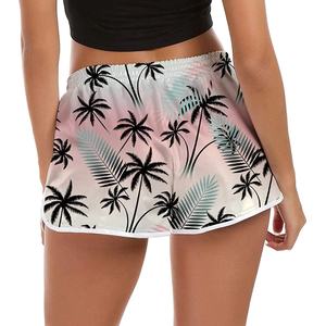 <b>Women's</b> High Waist Quick Dry <b>Board</b> <b>Shorts</b> Logo Flower Pattern Breathable Beach Swim Trunks Workout Gear Pockets Sublimation - Product Image 2
