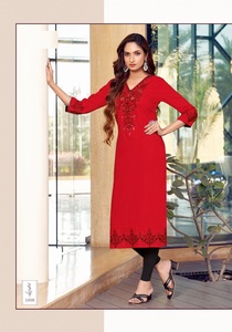 Tissage rayonne avec broderie et travail manuel Kurtis vente en ligne - Product Image 5