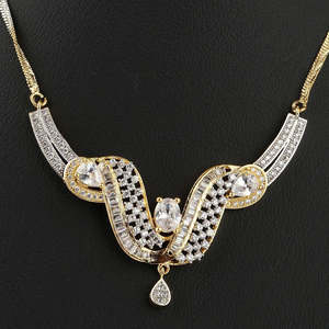 American Diamond <b>Locket</b> Set - Silver & Golden - Product Image 3