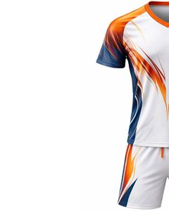 Manufacture Customized Sports Jersey And <b>Shorts</b> Set <b>White</b> Orange Blue Polyester Breathable Sublimation Printed Team Uniform - Product Image 4