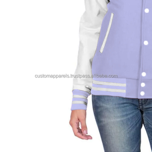 Veste varsity matelassée en coton doux et respirant avec broderie et finition teinte MCACVJ-332, mode streetwear classique pour femmes - Product Image 6