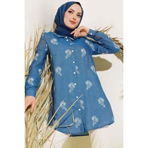 Chemise Brodée Look Denim Bleu - Product Image 2