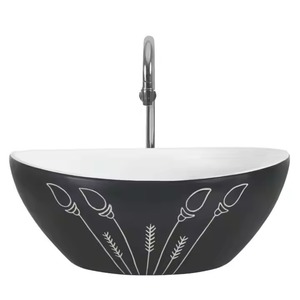 Lavabo de mesa de forma redonda azul, lavabo de baño personalizado, lavabo de cerámica, lavabo de mesa para uso en hoteles y hogares - Product Image 5