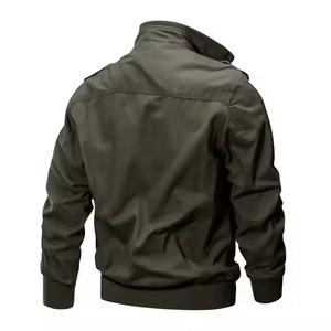 Latest Design Custom Logo Bomber <b>Jacket</b> <b>Men</b> Button Up Bomber <b>Jackets</b> 100% Polyester <b>Long</b> Sleeve Casual Bomber <b>Jacket</b> - Product Image 6