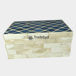 Caja de joyería intrincada con incrustaciones de fregona y hueso, organizador decorativo hecho a mano, regalo para el hogar de Tradebyd - Product Image 2