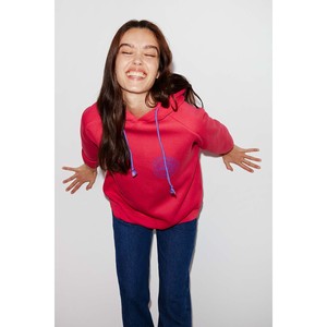 ETHIQUET Polinia Sudadera con capucha para mujer, forro polar, estampado en el busto, corte regular, cordón de contraste - Product Image 2