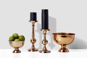 Bol de piédestal en cuivre ajouter des fruits ou des friandises pour un centre de table ou utiliser comme compote de fleurs idéal pour la décoration intérieure de mariage - Product Image 2