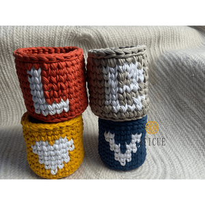Lot de 4 paniers de rangement multicolores en fil de t-shirt, organisateur tissé doux pour le salon et la décoration intérieure, 5,5x5,5 pouces - Product Image 5