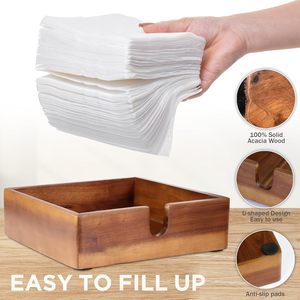 Impresionante dispensador de servilletas de madera de acacia marrón, servilletero de toalla para invitados para cajas de pañuelos de Almuerzo - Product Image 2