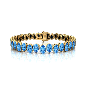 Pulsera de Cadena de Tenis con Aguamarina Azul en Forma de Pera, Oro de 14k y 18k, Estilo Clásico y Moderno, Pulseras para Mujer Más Vendidas - Product Image 1