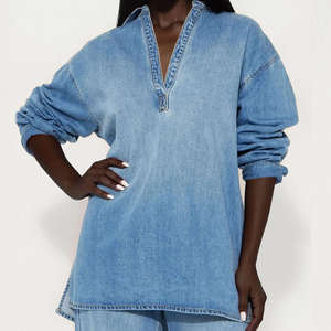 Wholesale Price <b>Denim</b> Fashion Casual <b>Denim</b> Clothing Set Tracksuit Trendy Women <b>Denim</b> Outfit Top And <b>Jogger</b> Pants Set - Product Image 6