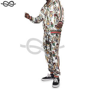 Logo personnalisé 100% coton hommes survêtements vestes pantalon ensemble jogging survêtement tissu polaire imprimé prix de gros - Product Image 6