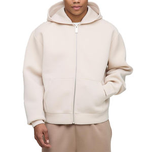 Vente en gros de sweats à capuche en molleton 100% coton de haute qualité, couleur beige unie, avec logo personnalisé, pour hommes, écologiques, décontractés pour l'hiver - Product Image 4