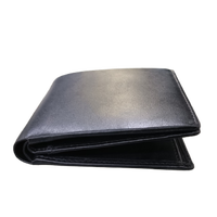 Dompet lipat kulit asli pria, kualitas tinggi kulit hitam asli dompet minimalis desain Bohemian bordir pemblokiran RFID poliester terbuka