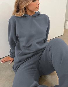 High Quality Custom Men's Winter Hooded Solid Breathable Anti-Bacterial Fleece Tracksuit <b>Sets</b> for Training with Logo - Product Image 6