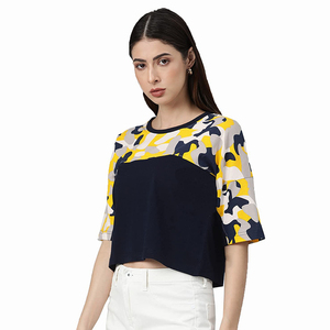 Haute qualité haut court femmes autour du cou à manches courtes logo conception femme 2020 été mode nouveau haut court - Product Image 4