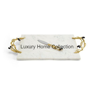 Handmade Luxury <b>Marble</b> <b>Tray</b> <b>Round</b> Shape With Antler Shape Base Silver Color Aluminum Cast Restaurant and Hotel Tabletop Supplies - Product Image 5