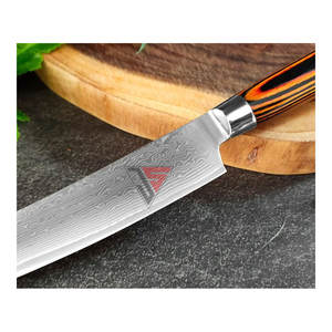 Cuchillos de corte Cuchillo de cocina de acero de Damasco Bowie personalizado con grabado hecho de hoja de acero de Damasco con mango de madera colorido - Product Image 3