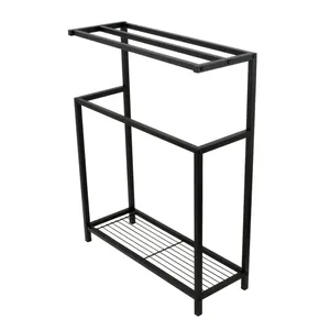 Porte-serviettes élégant en métal enduit noir pour porte-serviettes de rangement pour la maison et l'hôtel prix de gros - Product Image 4