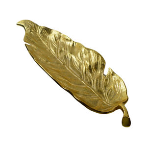 Bandeja decorativa en forma de hoja de Color dorado, decoración para el hogar, Hotel, bandejas de servicio, diseño personalizado disponible - Product Image 5