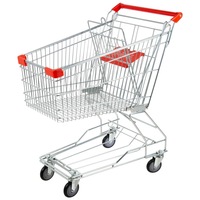 Chariot de courses commercial double couche en promotion – Design asiatique, livraison directe de Chine pour supermarchés et centres commerciaux, facile à utiliser